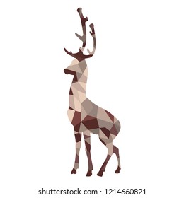 Abstract deer one, colorful polygonal vector icon, Christmas design element isolated on white background