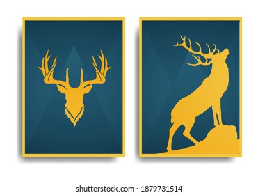 Abstract Deer Poster Design, Elegant and Luxurious Design for Templates, Christmas, Holidays, Flyers, Creative Modern, Banners, Posters, Covers and Brochures. Vector illustration