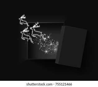 abstract deer running out from black box 