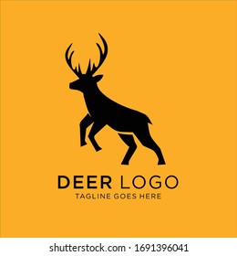 Abstract deer silhouette logo icons, with a yellow background for your company, the deer logo inspires logo design ideas