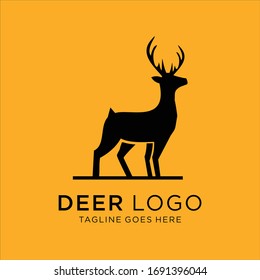 Abstract deer silhouette logo icons, with a yellow background for your company, the deer logo inspires logo design ideas