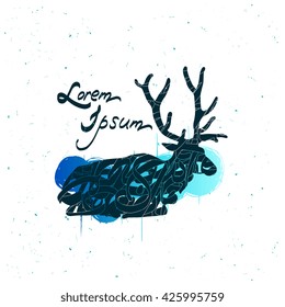 Abstract deer silhouette logo / label / tattoo