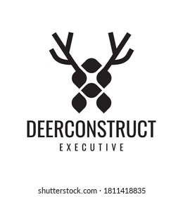 Abstract Deer with square shaped logo design illustration vector
