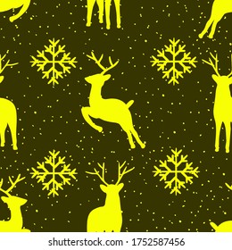 Abstract Deers And Snowflakes Pattern, Golden Pattern, Vector Illustration EPS 10.