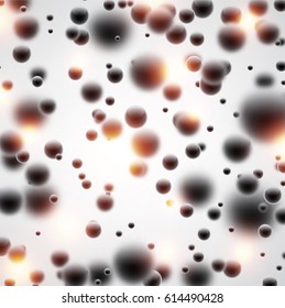 Abstract defocused background with black 3d bubbles. Vector illustration.
