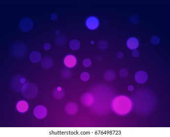 Abstract defocused bokeh lights background in purple color tone.