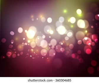 Abstract defocused christmas background. Festive elegant abstract background with pink bokeh  lights 