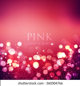 Abstract defocused christmas background. Festive elegant abstract background with pink bokeh  lights 