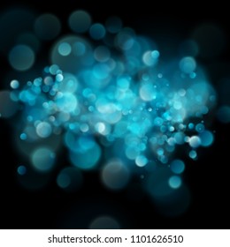 Abstract defocused circular blue bokeh on dark background. EPS 10