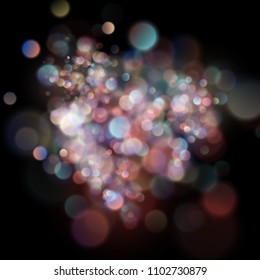 Abstract defocused circular blue bokeh on dark background. EPS 10