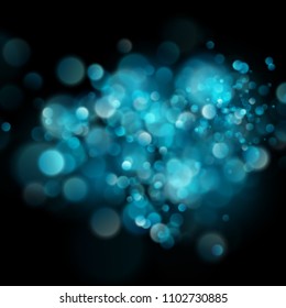 Abstract defocused circular blue bokeh on dark background. EPS 10