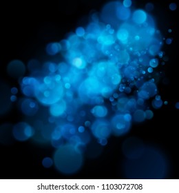 Abstract defocused circular blue bokeh on dark background. EPS 10