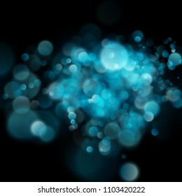 Abstract defocused circular blue bokeh on dark background. EPS 10