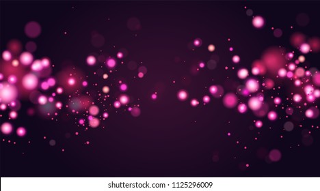 Abstract defocused circular bokeh sparkle glitter lights background. Magic christmas background. Elegant, shiny, pink metallic gold background. EPS 10.