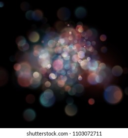 Abstract defocused circular color bokeh on dark background. EPS 10