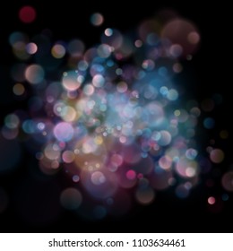 Abstract defocused circular color bokeh on dark background. EPS 10