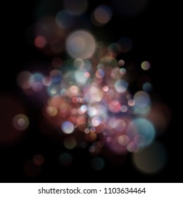 Abstract defocused circular color bokeh on dark background. EPS 10