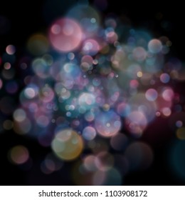 Abstract defocused circular color bokeh on dark background. EPS 10