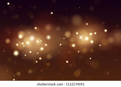 Abstract defocused circular golden bokeh lights background. Magic christmas background. EPS 10.