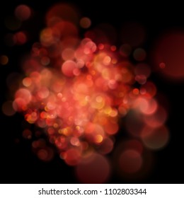 Abstract defocused circular red bokeh on dark background. EPS 10