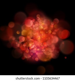 Abstract defocused circular red bokeh on dark background. EPS 10