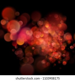 Abstract defocused circular red bokeh on dark background. EPS 10