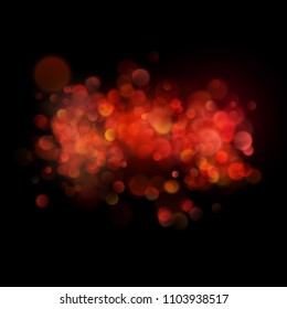 Abstract defocused circular red bokeh on dark background. EPS 10