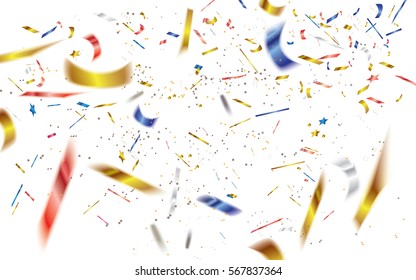 Abstract defocused colorful confetti isolated on white background.Vector illustration.