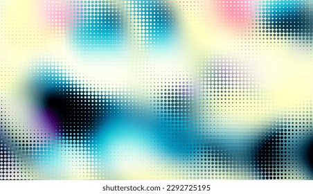Abstract defocused horizontal background with pop art halftone dots. Vector image.