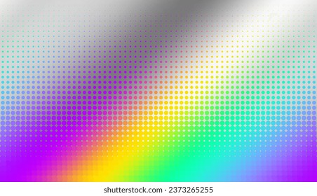 Resumen de fondo horizontal desenfocado con puntos a medio tono de arte pop. Gradiente diagonal medio. Imagen vectorial.