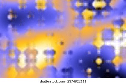 Abstract defocused horizontal background with pop art halftone dots. Vector image.