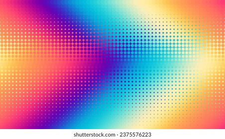 Abstract defocused horizontal background with pop art halftone dots. Halftonr diagonal gradient. Vector image.