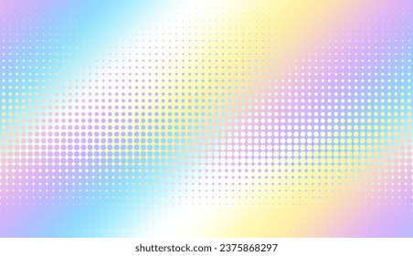 Abstract defocused horizontal background with pop art halftone dots. Halftonr diagonal gradient. Vector image.