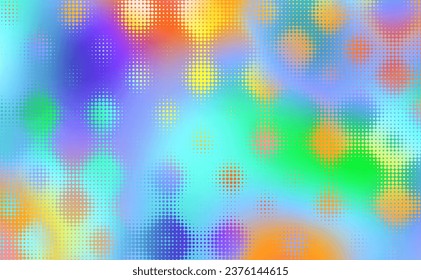 Abstract defocused horizontal background with pop art halftone dots. Vector image.