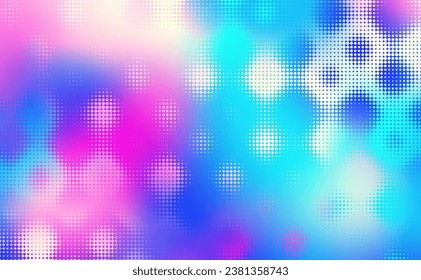 Abstract defocused horizontal background with pop art halftone dots. Vector image.