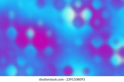 Abstract defocused horizontal background with pop art halftone dots. Vector image.