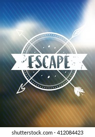  Abstract defocused sky.  blurred background. creative graphic poster for your design. summer emblems. Vector  lettering  escape. hand drawn calligraphy