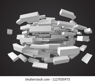 abstract with deformed cubes on black. 3d style vector illustration