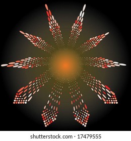 abstract deformed vector arrows made of circles