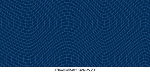 Abstract deformed wireframe mesh. 3D vector background of curved surface.