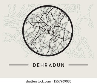 Abstract Dehradun City Map - Illustration as EPS 10 File