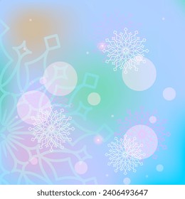 Abstract delicate multi colored background with snowflakes. Winter wallpaper. Vector illustration.