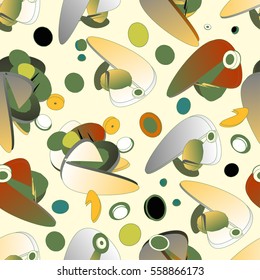 Abstract delicate seamless pattern with unusual geometrical shapes.