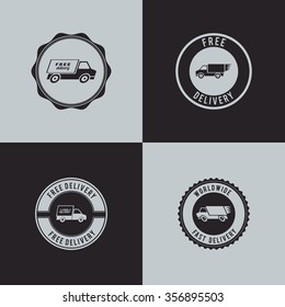 abstract delivery label on a black or white square