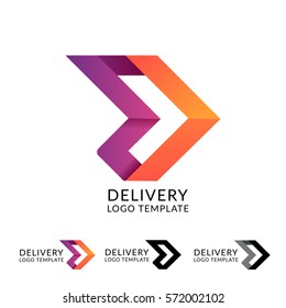 Abstract delivery logo icon design template with arrow. Vector