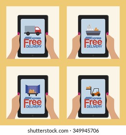 Abstract delivery objects on a light color background