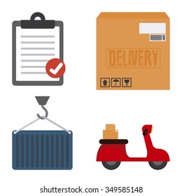 Abstract delivery objects on a white background