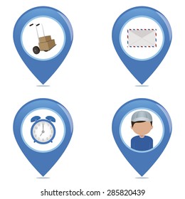 Abstract delivery signals on a white background