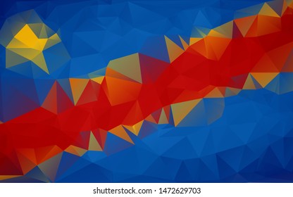 Abstract Democratic Republic of Congo Flag Blue Red and Yellow color gradient low poly low polygonal abstract vector background