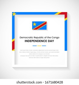 Abstrakte Demokratische Republik Kongo Flaggenquadrat Stockillustration. Eleganter Länderrahmen mit Text für den Unabhängigkeitstag der Demokratischen Republik Kongo.